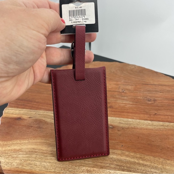 Lazer engraved gifts Texas state faux leather luggage tag red - Picture 5 of 6